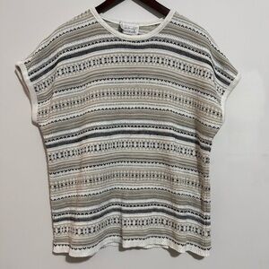 Vintage Wardrobe Essentials Women's Short Sleeve Knit Top - Black, Gray, Cream